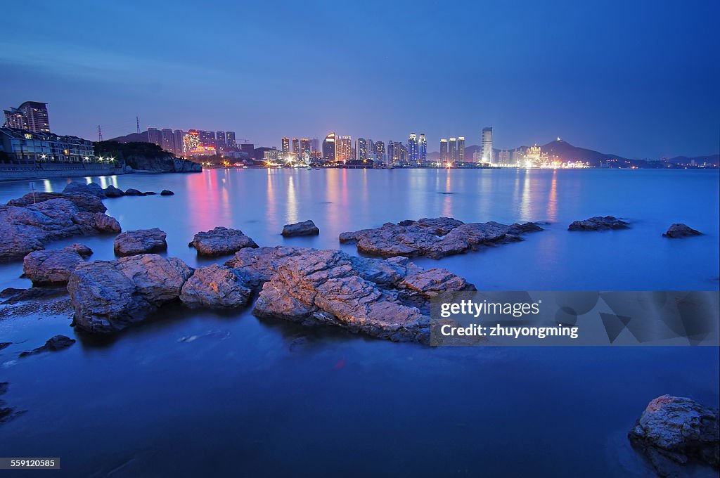 Night view of Dalian Xinghai Bay