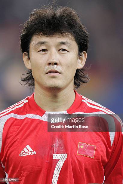 Jihai Sun of China poses before the friendly game between Germany and China at the AOL Arena on October 12, 2005 in Hamburg, Germany.
