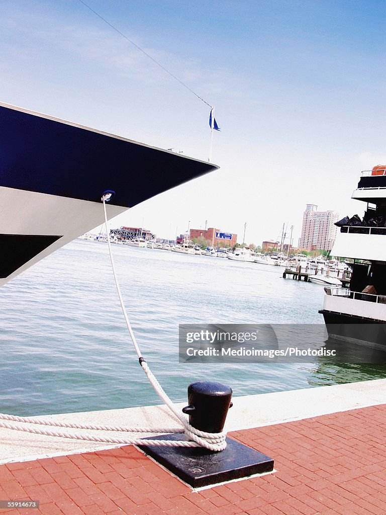 Boat anchored at a harbor