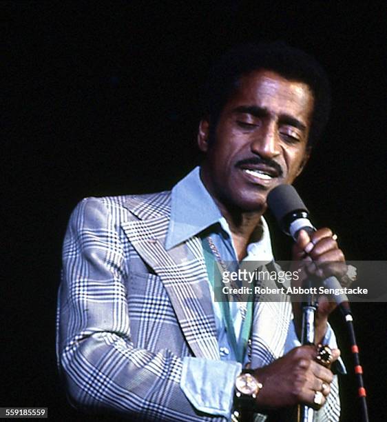 American musician Sammy Davis Jr performs on stage at the International Ampitheatre as part of the Push Expo, Chicago, Illinois, September 28, 1972....