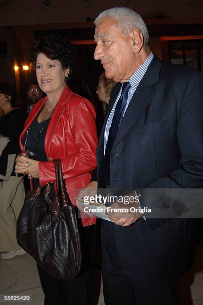 Italian stylist Carla Fendi and her husband attend the 135th anniversary of Rome's Province at the Auditorium October 14, 2005 in Rome, Italy.