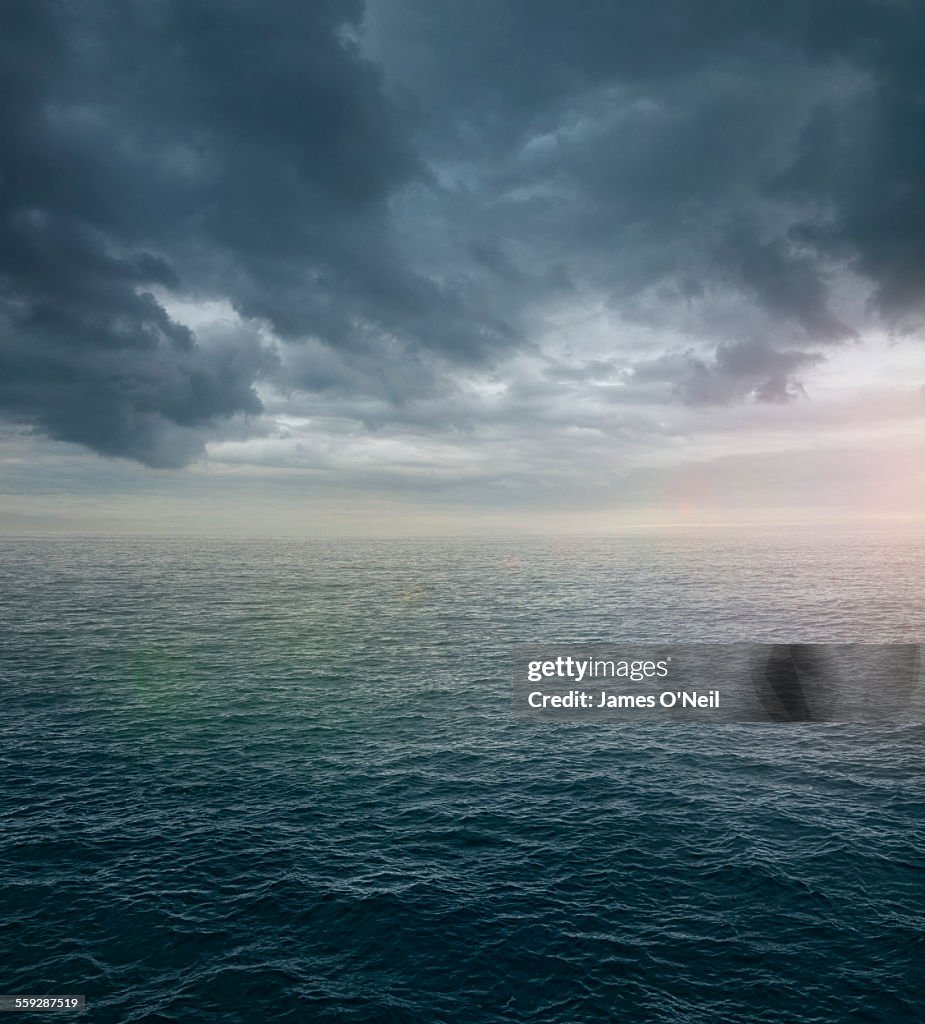 Ocean sea with dramatic clouds