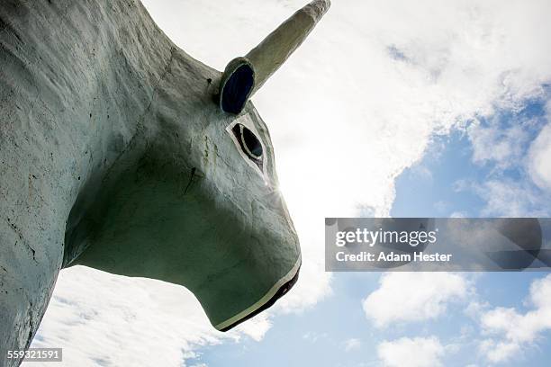 the blue ox on a sunny day with clouds - paul bunyan ox stock pictures, royalty-free photos & images