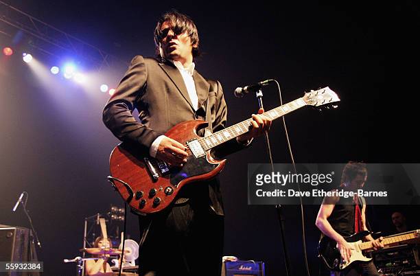 Dante Gizzi of El Presidente performs on stage at The XFM Big Night Out held at The Carling Brixton Academy on October 15, 2005 in London. XFM's Big...