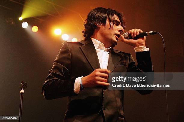 Dante Gizzi of El Presidente performs on stage at The XFM Big Night Out held at The Carling Brixton Academy on October 15, 2005 in London. XFM's Big...