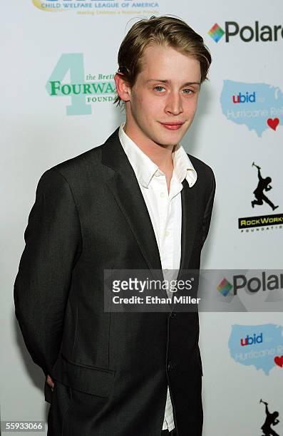 Actor Macaulay Culkin arrives at the launch of the "uBid for Hurricane Relief" charity auction and benefit at the Empire Ballroom October 15, 2005 in...