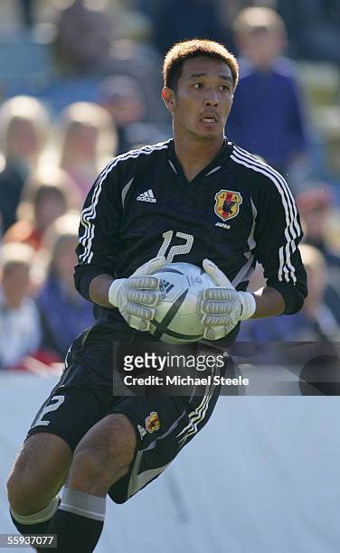 Yoichi Doi of Japan in action during the Friendly International match between Latvia and Japan at the Skonto Stadium on October 8, 2005 in Riga,...