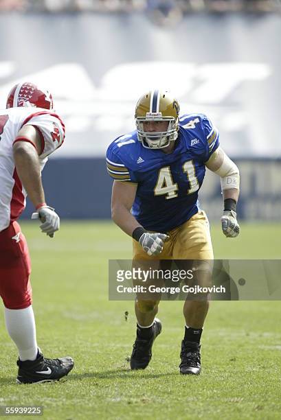 Defensive end Chris McKillop of the University of Pittsburgh Panthers defends against the Youngstown State Penguins at Heinz Field on September 24,...