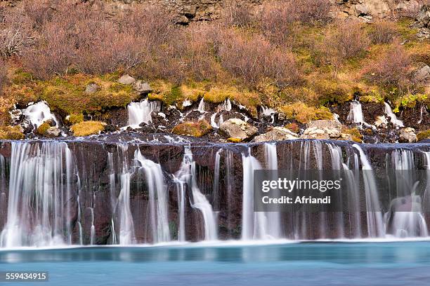 hraunfossar waterfall, iceland - hraunfossar stock pictures, royalty-free photos & images
