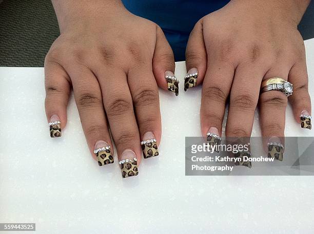 animal nail art - rhinestone stock pictures, royalty-free photos & images