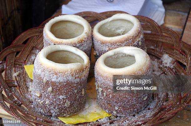 unbelievable street food - trdelník stock pictures, royalty-free photos & images