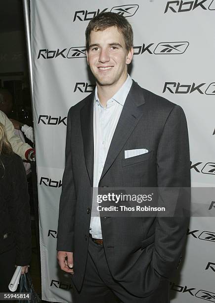 Eli Manning of the New York Giants attends RBK's Celebration Of Ten Years Of Allen Iverson at Canal Room on October 17, 2005 in New York City.