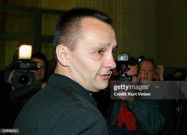 Croatian Milan Sapina arrives at the district court hearing regarding the Robert Hoyzer football betting scandal on October 18, 2005 in Berlin,...