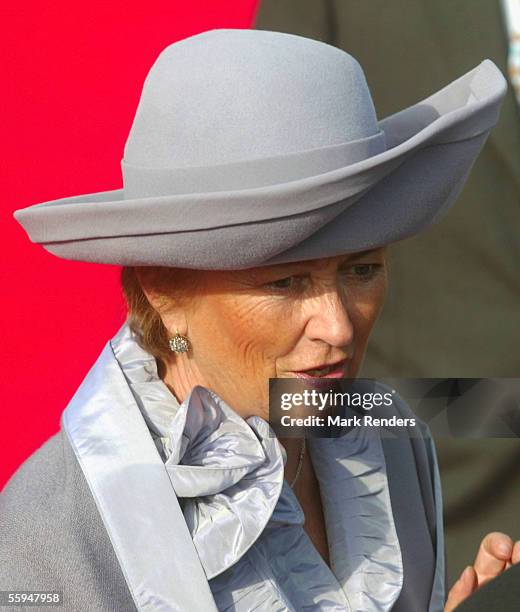 Queen Paola assists the official welcome ceremony at the Place Des Palais on October 18, 2005 in Brussels. The President of the Portuguese Republic...