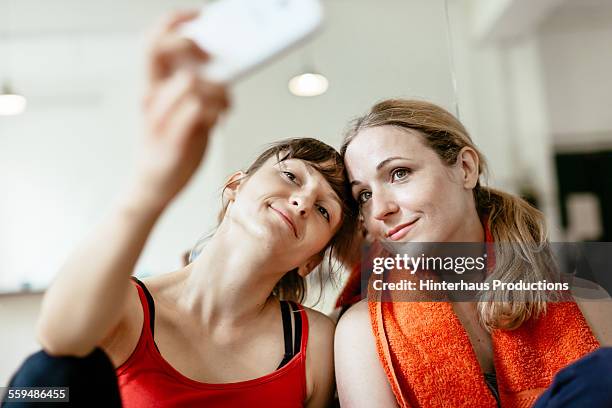 taking selfie after workout session - selfie indoors stock pictures, royalty-free photos & images