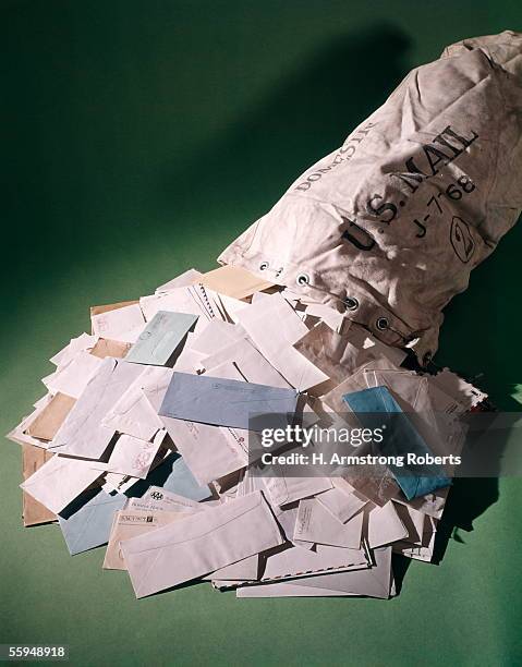 Circa 1950s: Us Mail Bag With Posted Envelopes Overflowing.