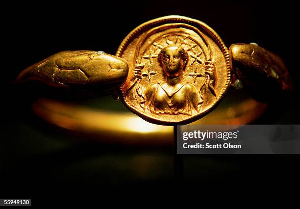 Gold bracelet, weighing over 1.3 pounds and found on a victim in Pompeii, is part of a traveling exhibit at the Field Museum October 18, 2005 in...