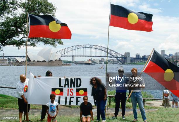 Aboriginal Land Rights Protest on Bicentennial Day, Sydney, Australia.