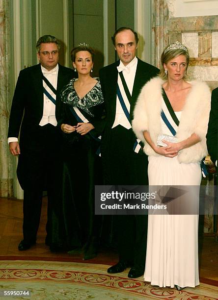 Prince Laurent, Princess Claire, Prince Lorentz and Princess Astrid pose before the gala dinner at Laeken Castle October 18, 2005 in Brussels,...