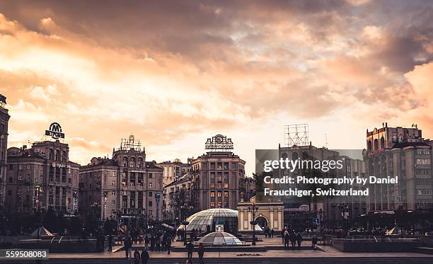 maidan square sunset - independence square stock pictures, royalty-free photos & images