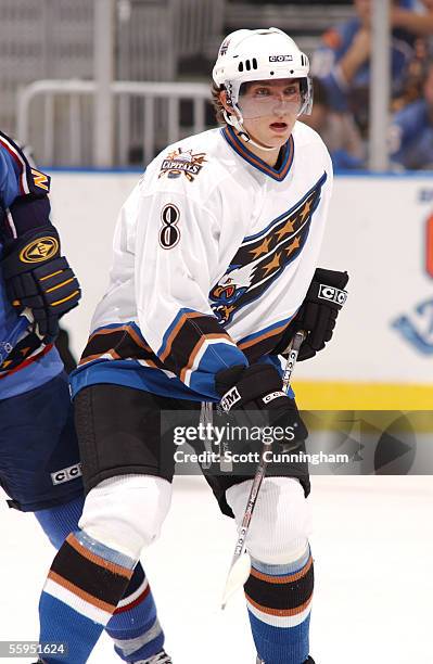 Forward Alexander Ovechkin of the Washington Capitals skates against the Atlanta Thrashers during their NHL game on October 8, 2005 at Philips Arena...