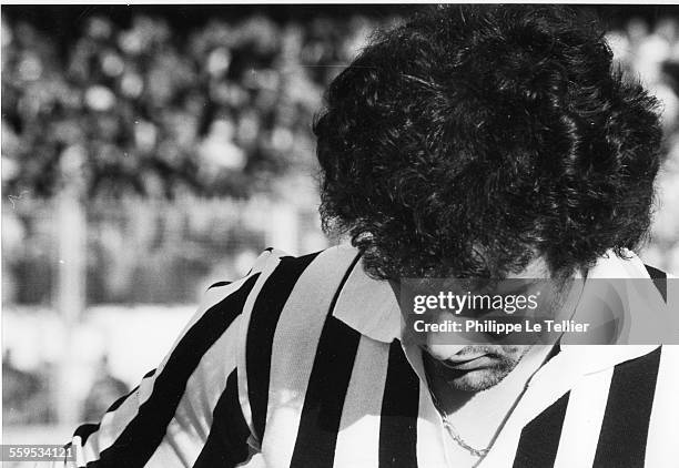 The football player Michel Platini at Juventus in Turin in January 1983.