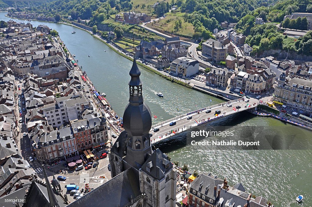 Low-angle shot on the city of Dinant