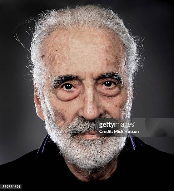 Christopher Lee, portrait, backstage at the Golden Gods Awards at the O2 in London on June 15th 2014.