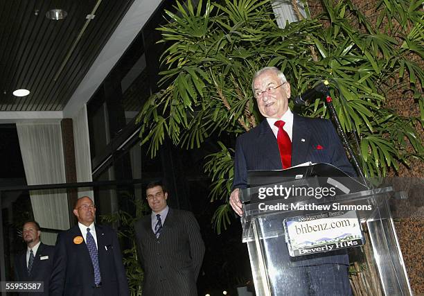 Chrysler Chairman Lee Iacocca attends the unveiling of the new Mercedes-Benz Maybach 57S at Mercedes Benz of Beverly Hills on October 18, 2005 in...