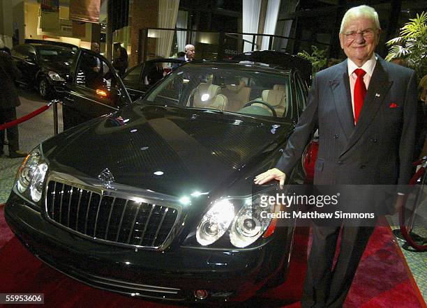 Chrysler Chairman Lee Iacocca attends the unveiling of the new Mercedes-Benz Maybach 57S at Mercedes Benz of Beverly Hills on October 18, 2005 in...