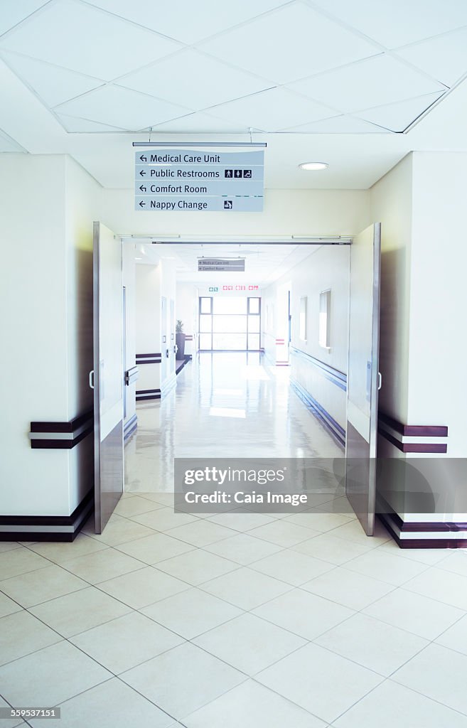 Empty hospital corridor