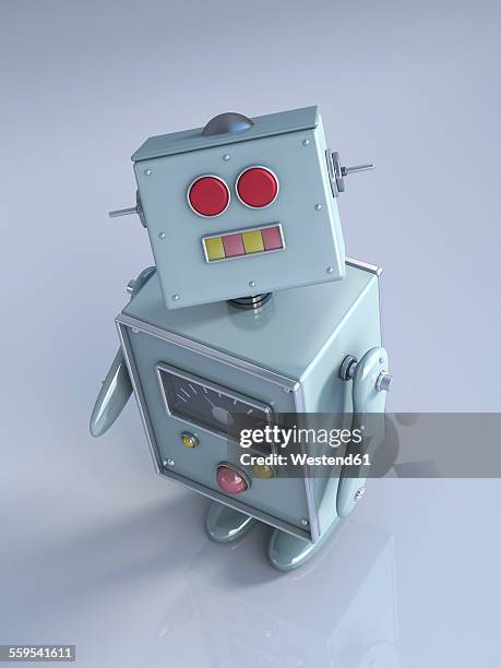 robot looking up, 3d rendering - 3d robot stock illustrations