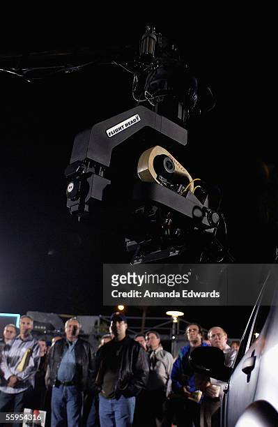 Members of AMPAS Science and Technical Award Committee observe a demonstration of the "Autorobot / Russian Arm Crane" at the AMPAS Scientific and...