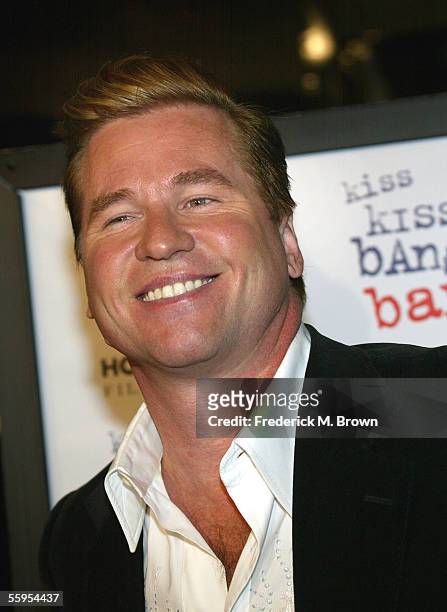 Actor Val Kilmer arrives at the Warner Bros. Premiere of "Kiss Kiss Bang Bang" held at the Grauman's Chinese Theater on October 18, 2005 in...