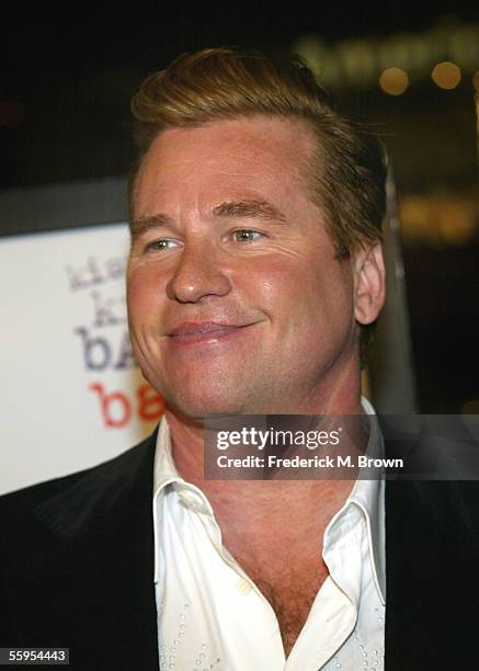 Actor Val Kilmer arrives at the Warner Bros. Premiere of "Kiss Kiss Bang Bang" held at the Grauman's Chinese Theater on October 18, 2005 in...