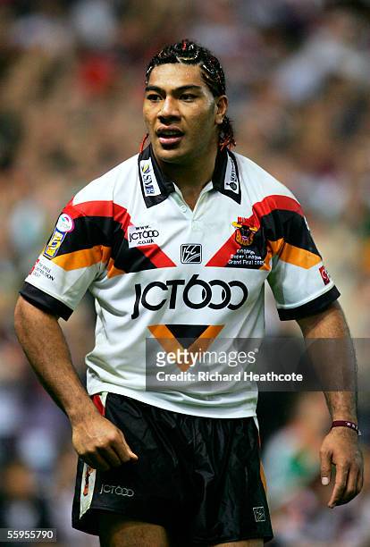 Lesley Vainikolo of Bradford pictured during the Engage Super league Grand Final between Leeds Rhinos and Bradford Bulls at Old Trafford on October...