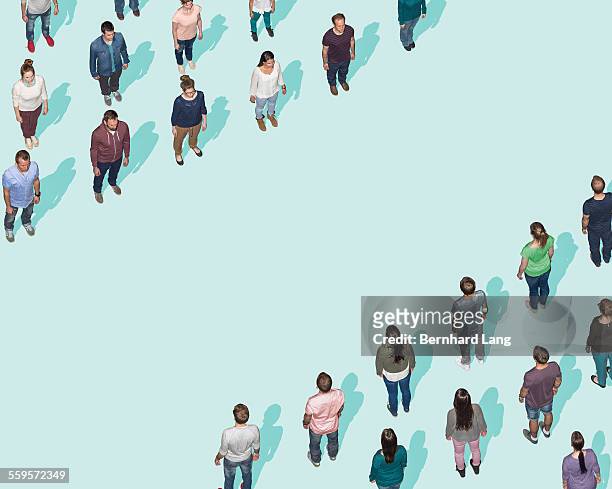 two crowds facing each other, aerial views - diverbio foto e immagini stock