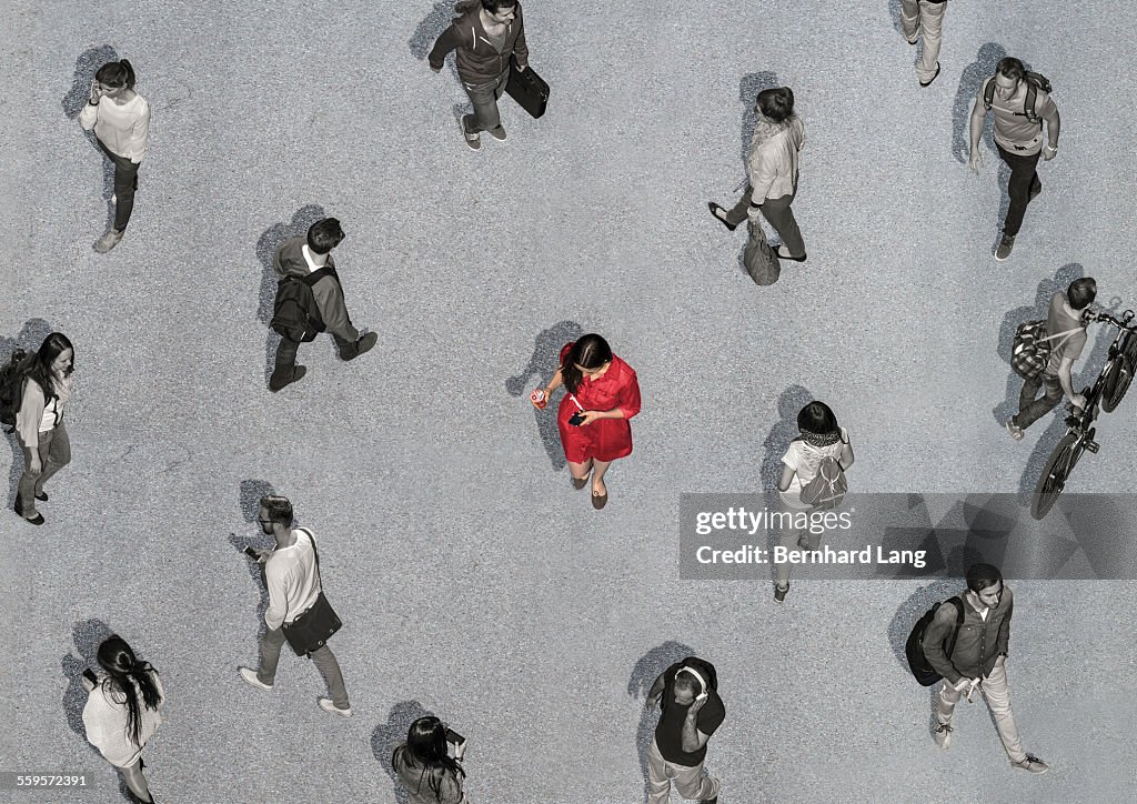 One colored woman among colorless people