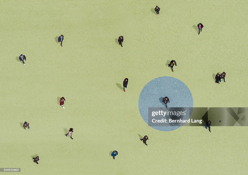 Group of people walking, Aerial Views