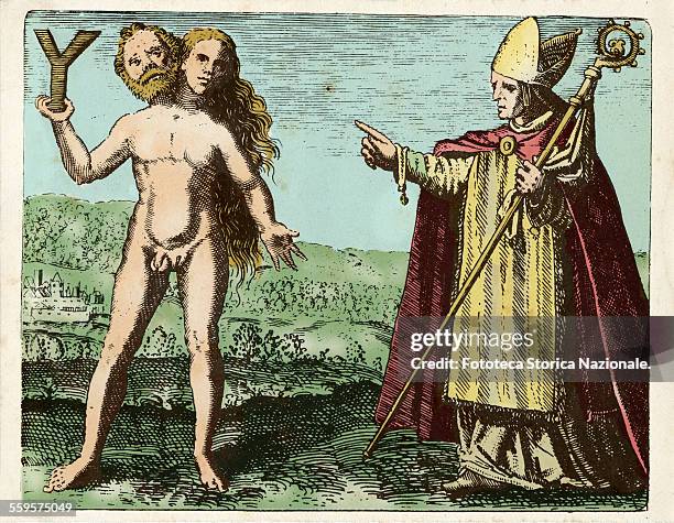 Albert the Great indicates a symbolic hermaphrodite who holds a letter Y. Alberto Magno represents the supreme spiritual authority and temporal; the...