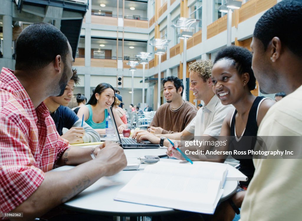 College students studying together