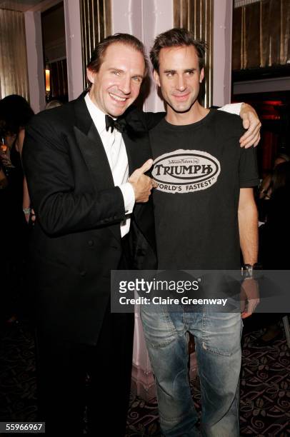 Actors and brothers Ralph Fiennes and Joseph Fiennes attend the aftershow party following the "The Constant Gardener" Opening Gala for The Times BFI...