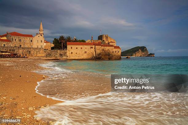 budva at sunset. montenegro - budva stock pictures, royalty-free photos & images