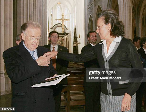 Portuguese President Jorge Sampaio and his wife Maria Jose Ritta visit the Cathedral on October 20, 2005 in Antwerp, Belgium. The President of the...
