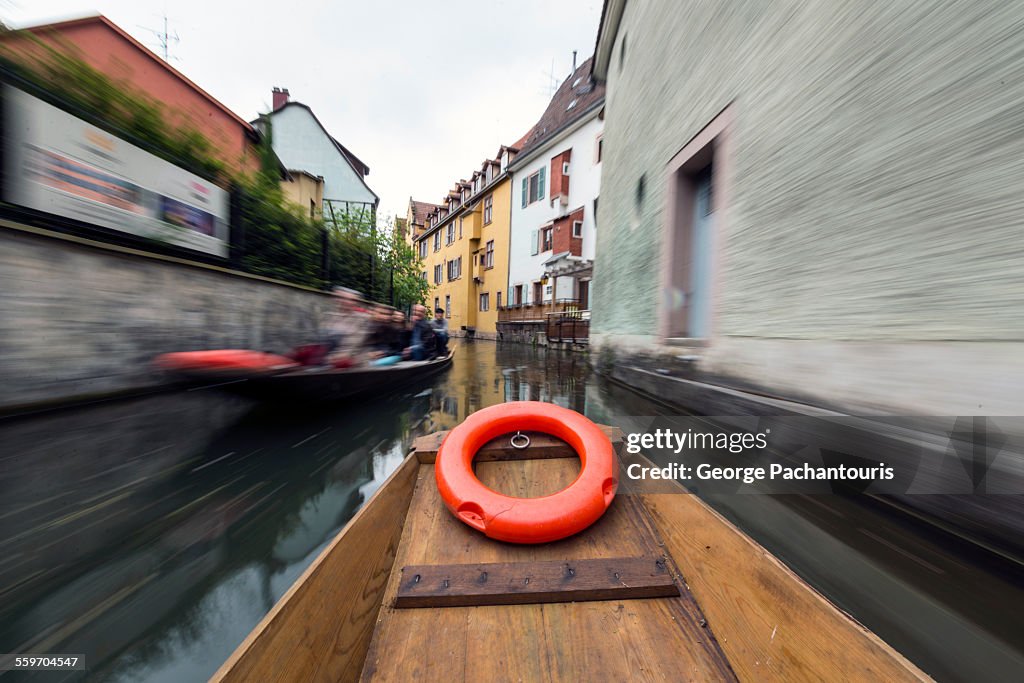 Boat with life jacket  moving fast