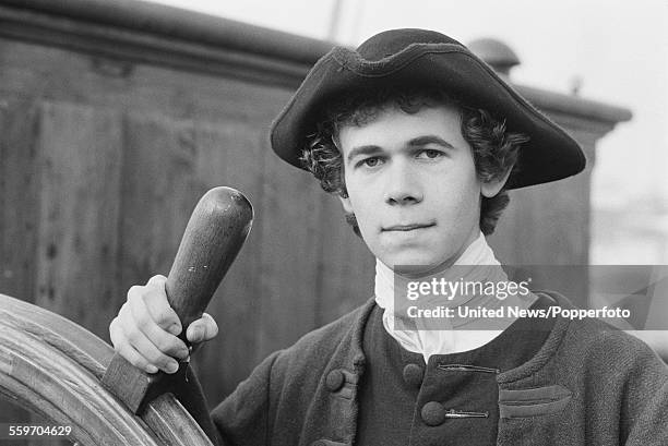 English actor Adam Godley pictured dressed in character as John Trenchard from the television series 'Moonfleet', on 20th February 1984.
