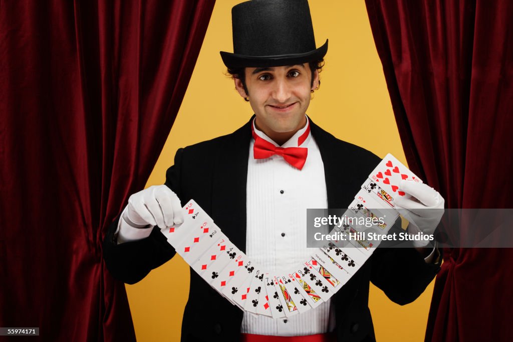 Magician performing card trick