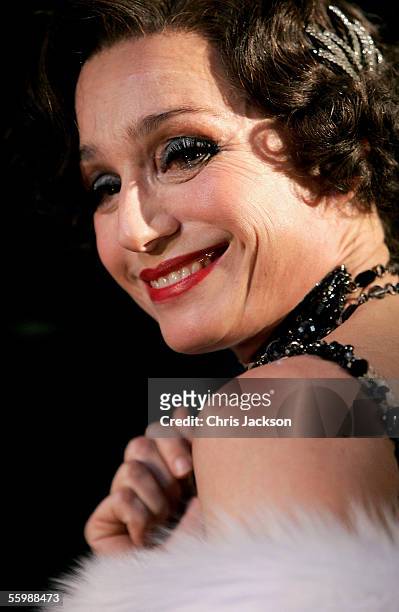 Cast member Kristin Scott Thomas smiles at the photocall for the new stage production of "As You Desire Me" at the Playhouse Theatre on October 23,...