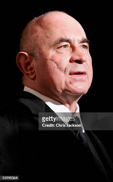 Actor Bob Hoskins performs at the photocall for the new stage production of "As You Desire Me" at the Playhouse Theatre on October 23, 2005 in...