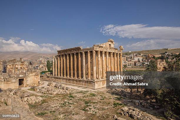 temple of bacchus in baalbek - baalbek stock pictures, royalty-free photos & images